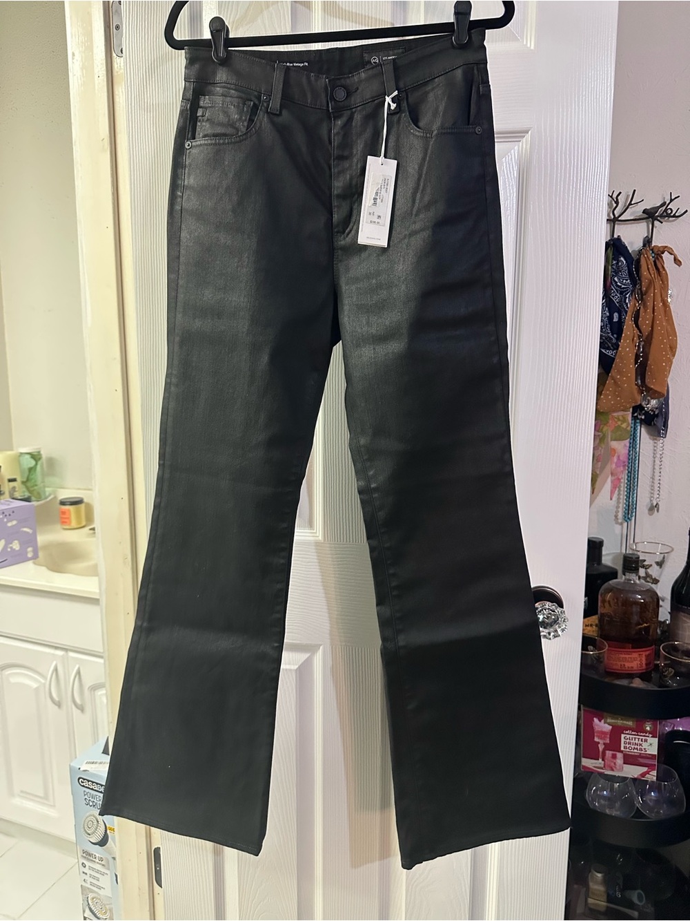 Ag Adriano Goldschmied Black Wide Leg Flared Jeans